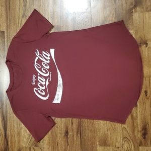 Womens Coca-Cola print burgundy tshirt size S